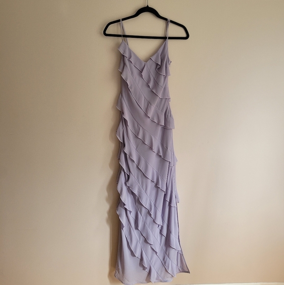 Dynamite Lilac V-neckline Maxi Dress with Ruffles, Size XXS - Picture 2 of 6